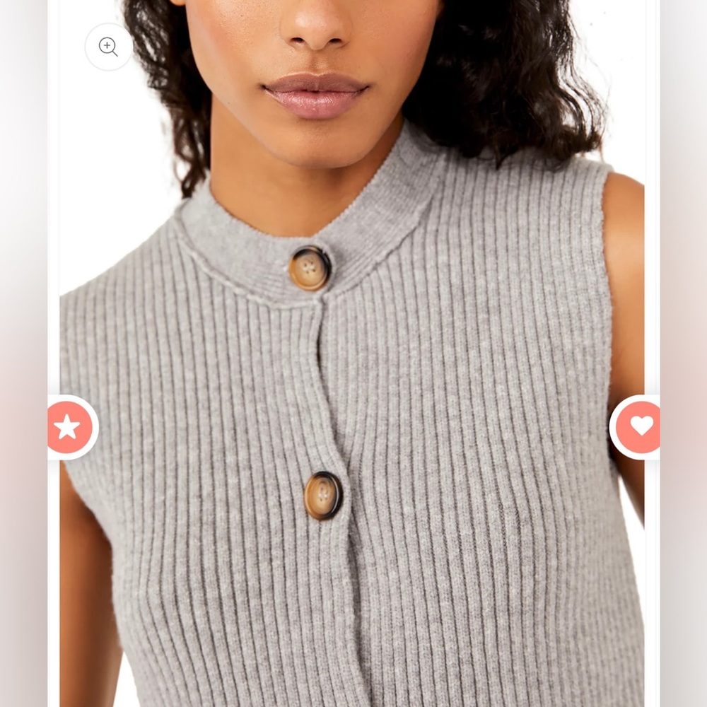 Free People Naiome Micro Vest Truthsyer Grey NWT Small - Picture 2 of 13
